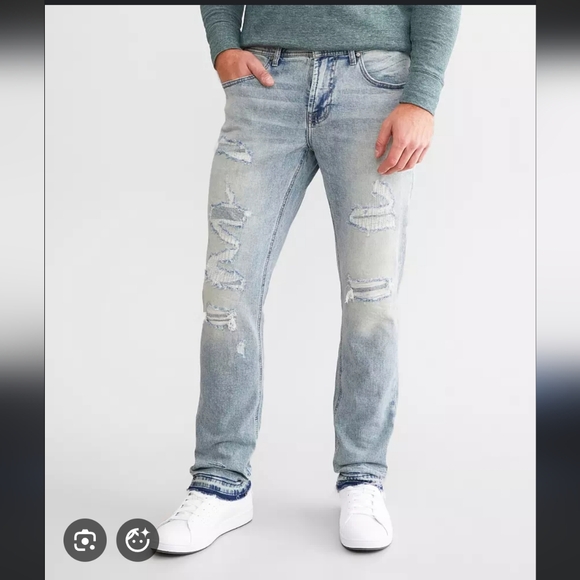 Departwest Other - Departwest Seeker Taper Men's Distressed Light Blue Jeans Size 32x34